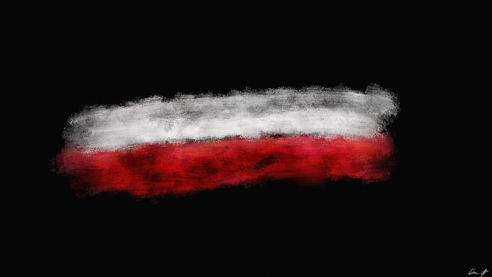 Poland Flag Abstract Minimalism Red White Black Background 2k