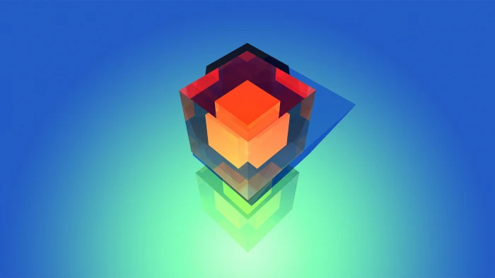 red and black cube illustration Facets Justin Maller abstract 2k