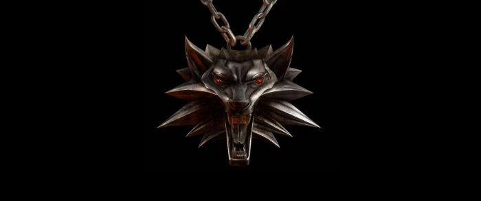 silver Witcher necklace The black background studio shot 2k