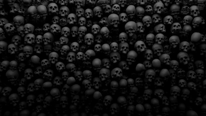 skull monochrome dark darkness art black and white 2k
