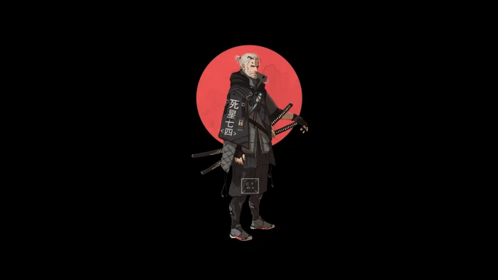 The Witcher Japanese characters katana Geralt of Rivia aestethic 2k 4k
