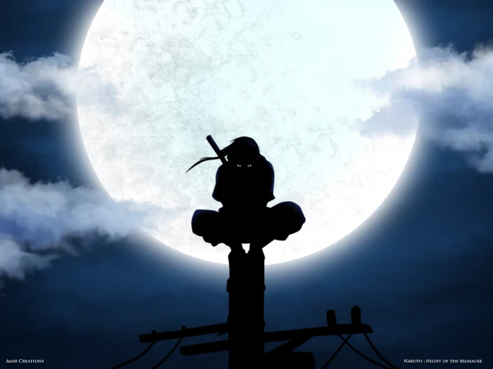 Uchiha Itachi Moon silhouette ANBU power lines anime Naruto Shippuuden 2k