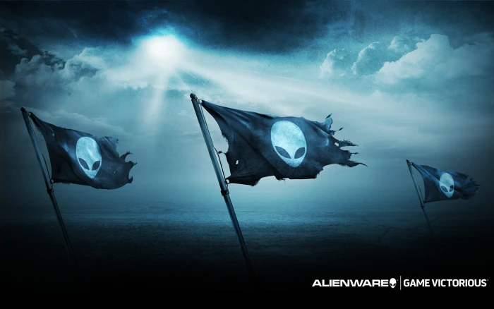 Alienware flags computer PC gaming Skrillex low angle view 2k
