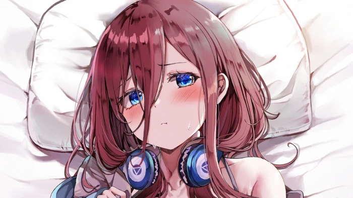 anime girls pillow headphones Nakano Miku 2k