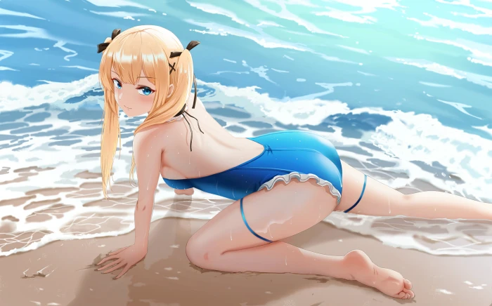 anime girls Dead or Alive sea beach blonde Marie Rose 2k