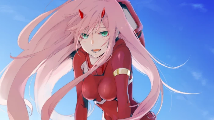 anime girls Zero Two Darling in the FranXX representation 2k