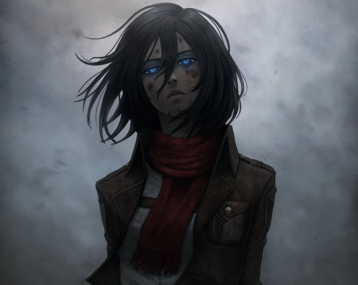 Anime Attack On Titan Black Hair Blue Eyes Mikasa Ackerman 2k