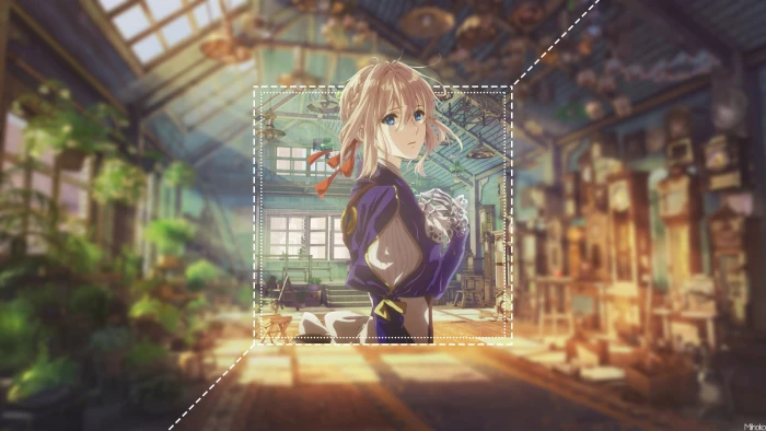 anime girls Violet Evergarden picture in blurred 2k