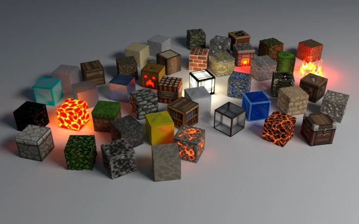 assorted color cube ornaments Minecraft video games Shape 2k