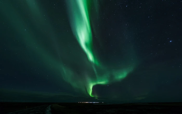 Aurora Borealis Northern Lights Night Green Stars HD nature 2k