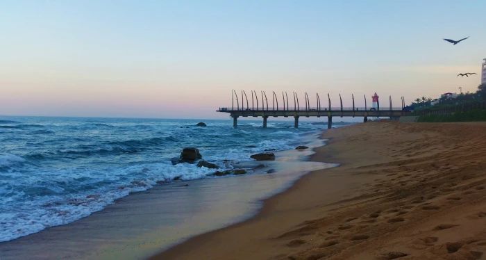beach pier South African sky sea sunset water land scenics nature 2k