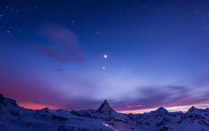 Beautiful night view of Snow Mountain Windows 10 W rock mountain during nighttime digital wallpaper 2k