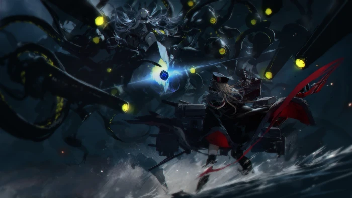 Bismarck Azur Lane anime girls blonde long hair battle 2k