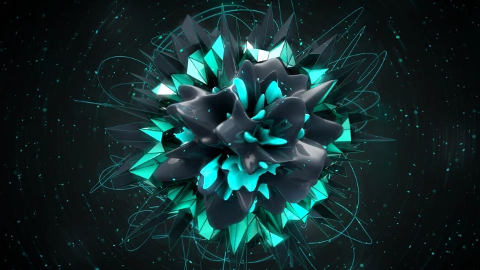 black and green flower illustration abstract digital art shapes 2k