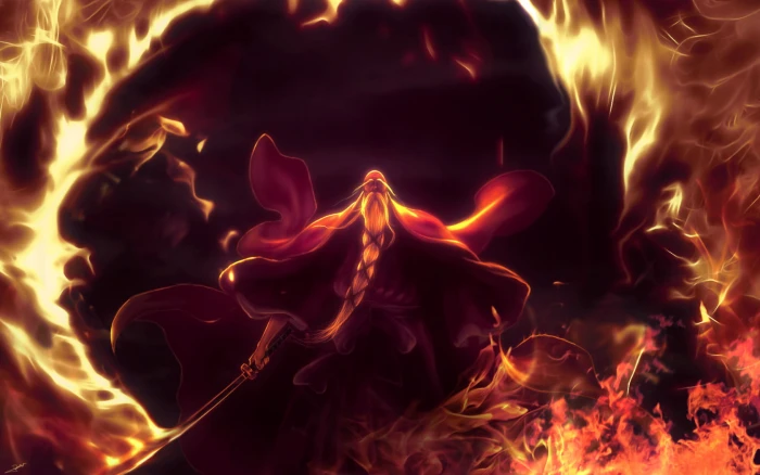 Bleach wallpaper anime Genry sai Shigekuni Yamamoto fire 2k