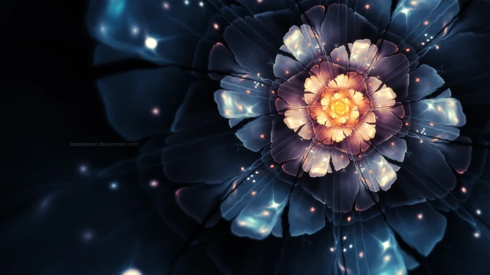 blue and pink flower wallpaper lotus flowers fractal abstract 2k