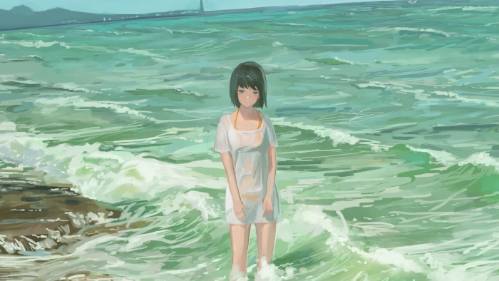 black haired female anime character wallpaper manga girls 2k