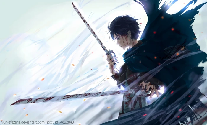 black haired male anime character holding two swords illustratio 2k