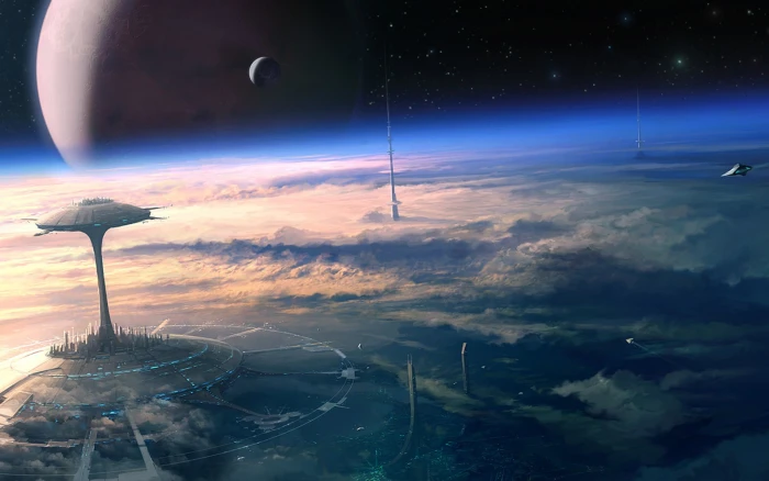 blue planet illustration digital art space science fiction 2k