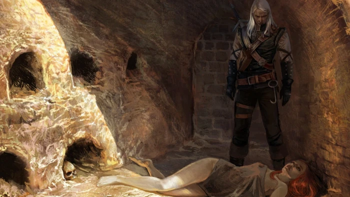 brown and black wooden rocking chair The Witcher Geralt of Rivia