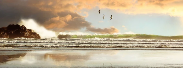 brown and white house near body of water painting beach waves 2k