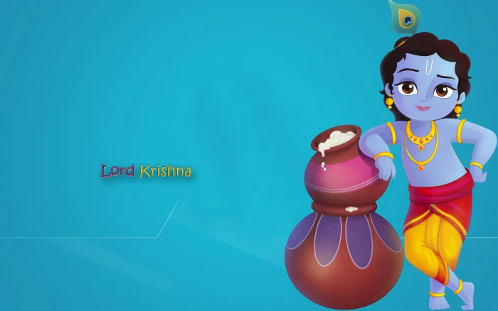 Cute Lord Krishna illustration God representation 2k