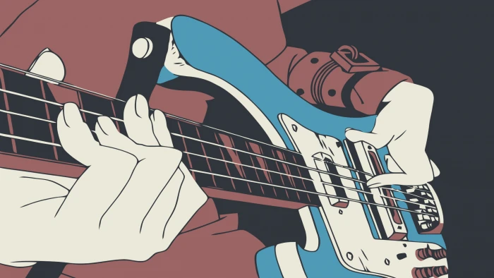 digital art anime FLCL bass guitars Haruhara Haruko musical instrument 2k