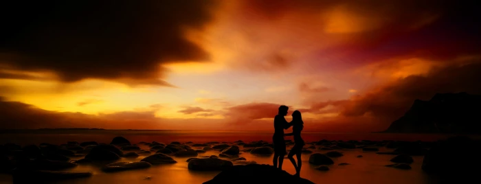 couple silhouette love romance together woman sunset 2k 4k