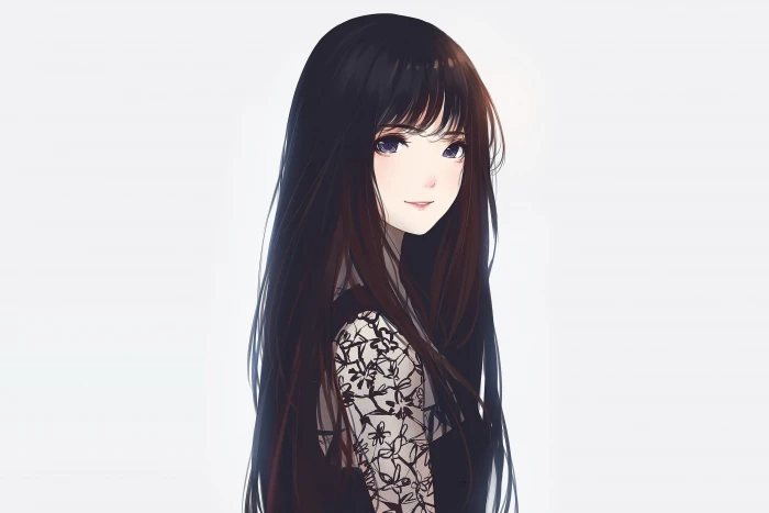 female anime character wearing black dress illustration girls 2k