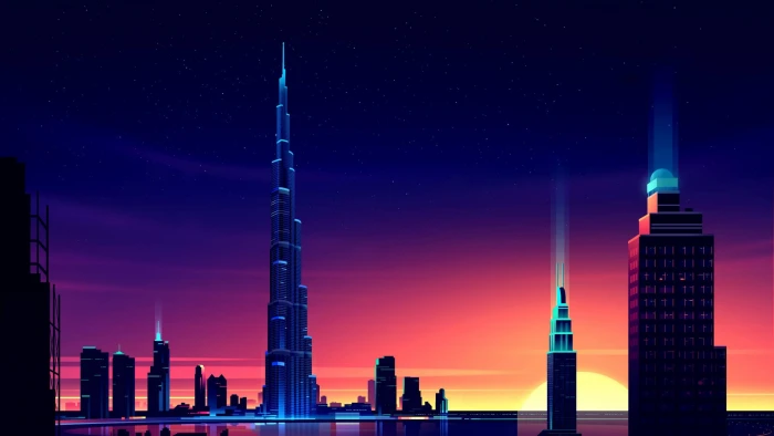 dubai neon cityscape 2k