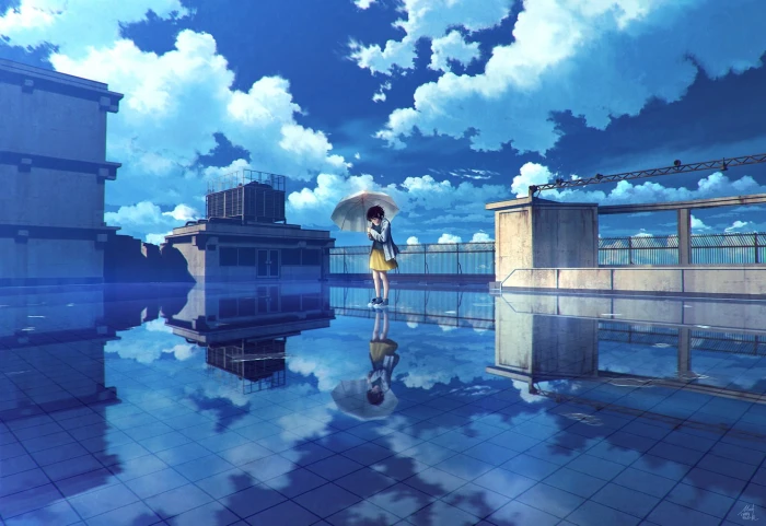 female anime character illustration digital art artwork landscape