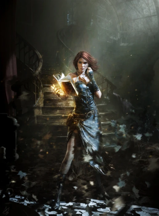 female anime character illustration witch video games Triss Merigold