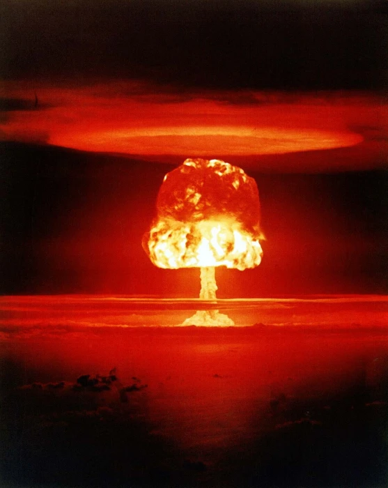 photo of bomb exploding atomic mushroom cloud explosion