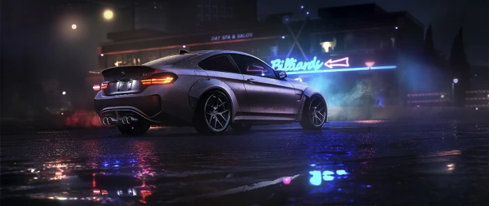 silver BMW coupe animation ultra wide car Need for Speed mode of transportation 2k