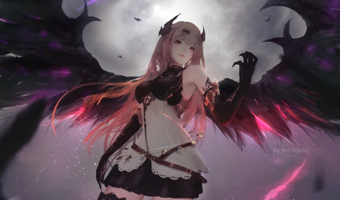 pink haired woman anime character with wings wallpaper girls 45 2k