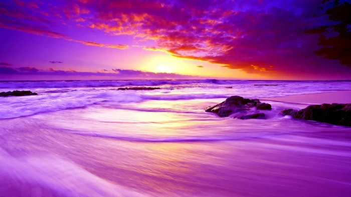 sky sea afterglow horizon ocean shore sunset calm beach 2k