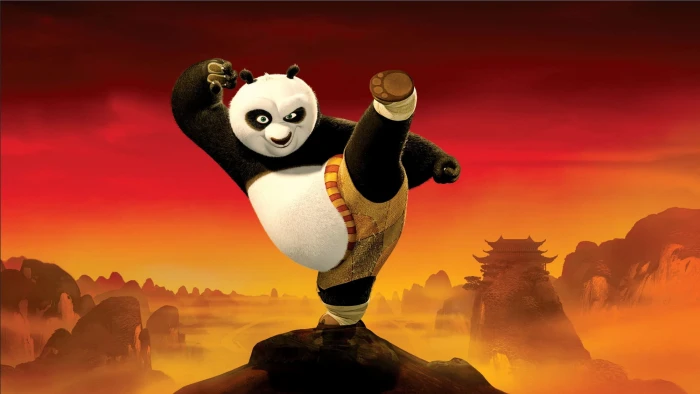 Po of Kung Fu Panda wallpaper sunset sky mammal representation 2k