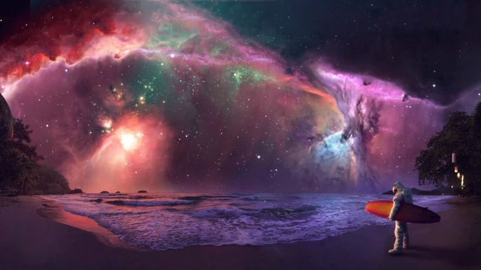 astronaut Astronauta nebula space stars Surfing water 2k