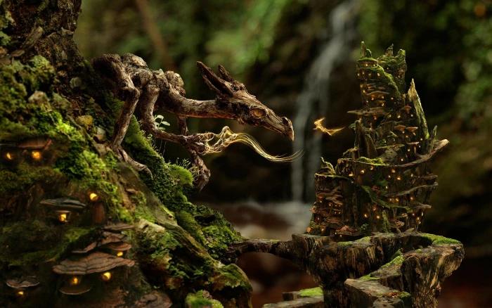 baby dragon digital wallpaper nature fantasy art creature 2k