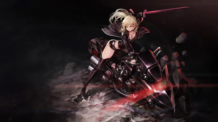 Saber Alter anime character wallpaper Fate Grand Order thigh highs 2k