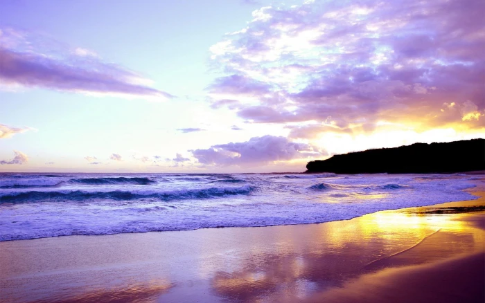 Beach Purple Sunset nature 2k