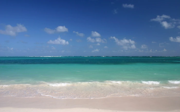beach sea sky horizon 2k