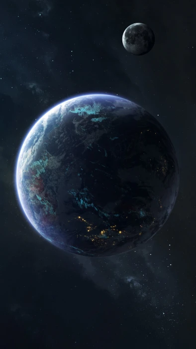 space Earth Moon vertical art planet earth