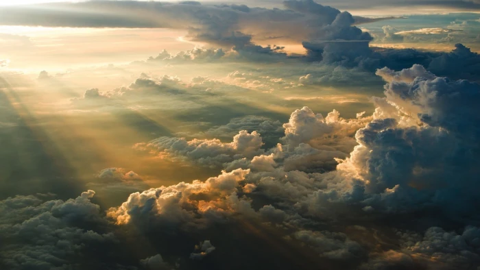 sun rays shinning on ginormous clouds sky nature sunlight 2k