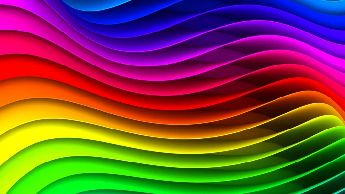 The abstract striped waveform the colors of rainbow blue red and green wallpaper 2k
