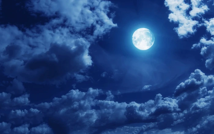 white moon clouds sky moonlight night cloud space 2k
