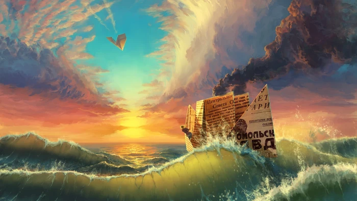 brown and black paper boat on body of water digital wallpaper 2k