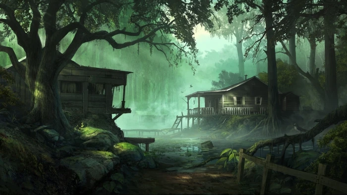 brown wooden house wallpaper fantasy art digital artwork 2k