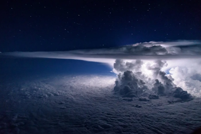 white clouds and blue sky night storm lightning cloud 2k