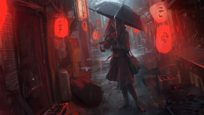woman holding umbrella illustration Oldboy 10 2k